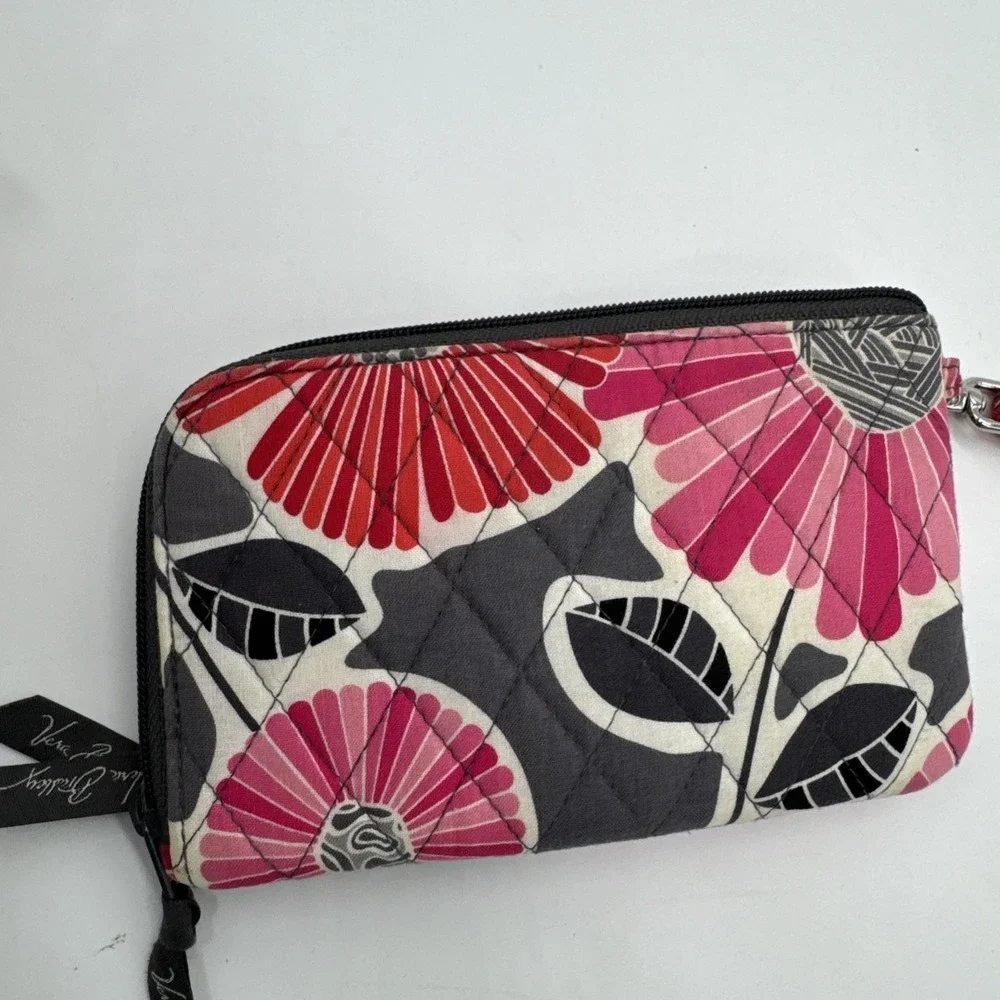 Vera Bradley Mod Floral Pink Zip-Around Wristlet Wallet 7 X 4.5